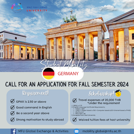 Call for applications! Go to Germany   We are calling for an application for the fall semester of 2024 In Germany!